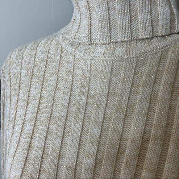Vintage Ann Taylor Cream/gold turtleneck Italian merino wool sweater XL - Picture 4 of 6
